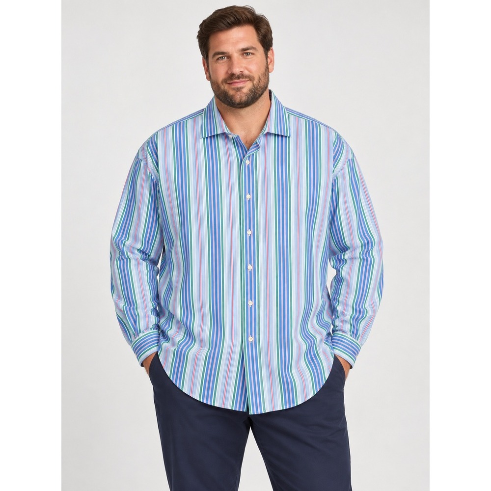 Polo Ralph Lauren Mens XXXL Tall Multicolor Stripe Cotton Shirt